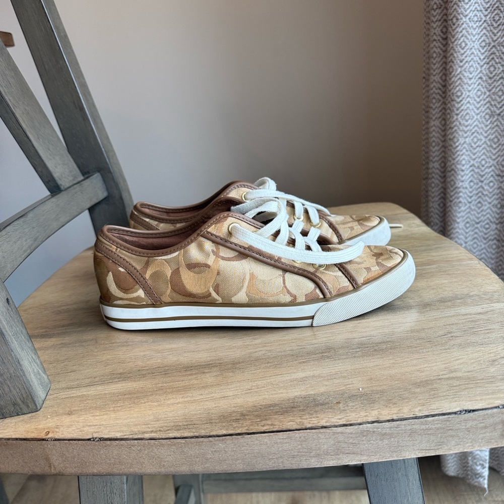 Coach Tan and White Sneakers